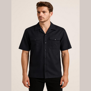 Milan Finer Points Men's Dark Gray Worsted Wool Shirt Large